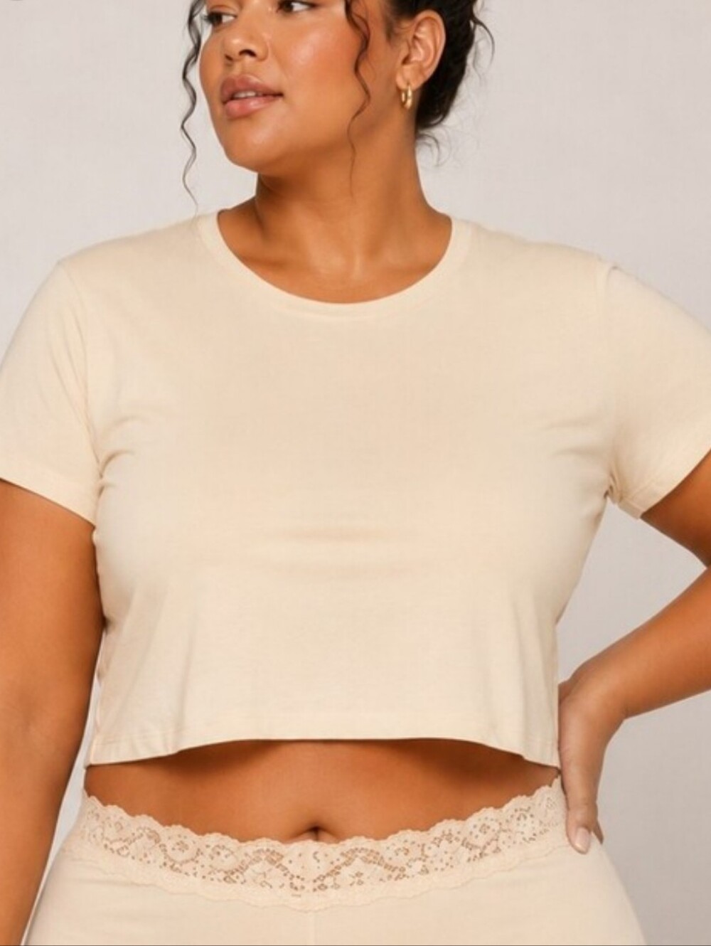 SKIMS Fits Everybody Super Cropped T-Shirt Top SAND 3X NWT